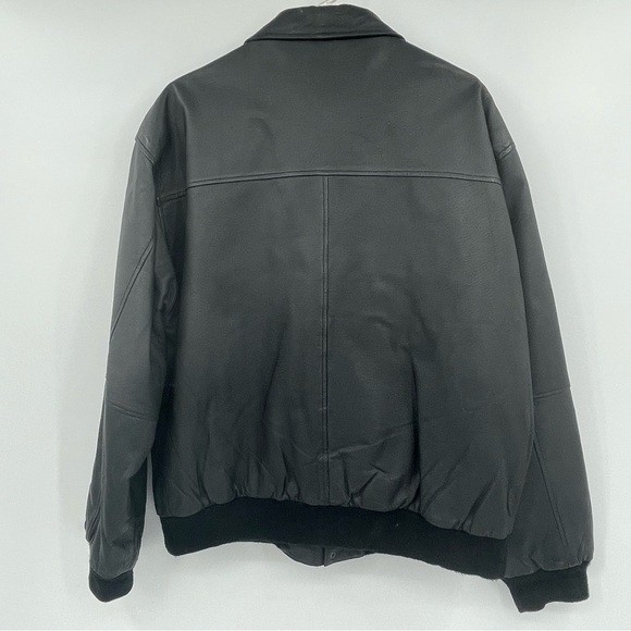 Cougar Leather Jacket Vintage Zip Up & Snap 4 Outside Pockets Lined Black Large - Picture 8 of 13